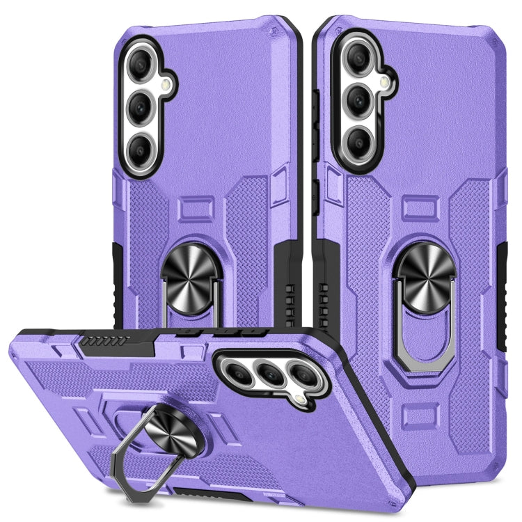 For Samsung Galaxy S25 5G Ring Holder Armor Hybrid Phone Case(Purple)