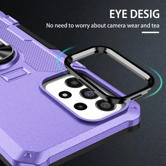 For Samsung Galaxy S25 5G Ring Holder Armor Hybrid Phone Case(Purple)