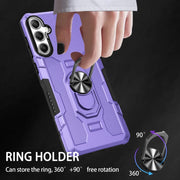 For Samsung Galaxy S25 5G Ring Holder Armor Hybrid Phone Case(Purple)