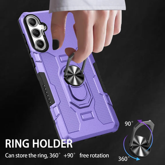For Samsung Galaxy S25 5G Ring Holder Armor Hybrid Phone Case(Purple)