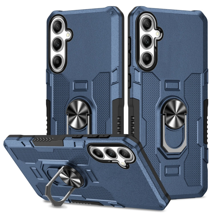 For Samsung Galaxy S25+ 5G Ring Holder Armor Hybrid Phone Case(Blue)