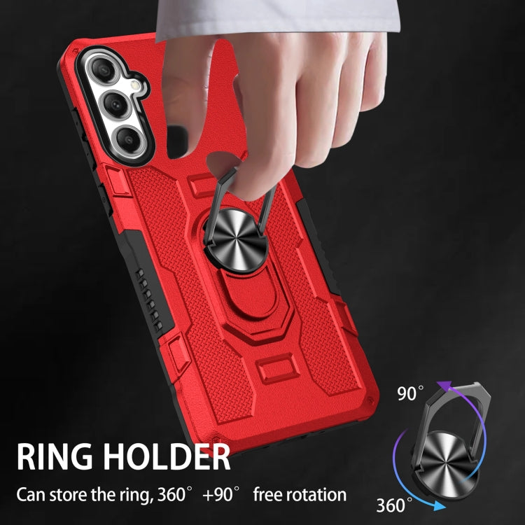 For Samsung Galaxy S25+ 5G Ring Holder Armor Hybrid Phone Case(Red)