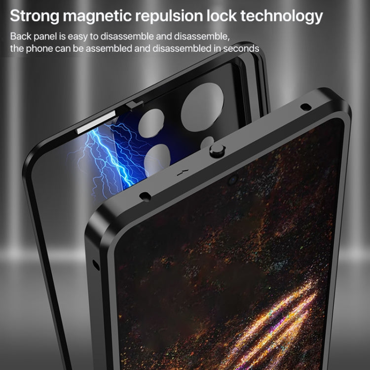 For  ASUS ROG Phone 9 Pro Snap Buckle Metal Frame Glass Back Panel Phone Case(Black)