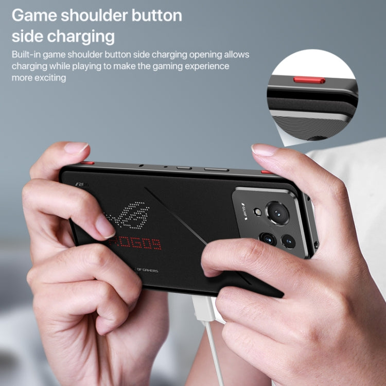 For  ASUS ROG Phone 9 Pro Snap Buckle Metal Frame Glass Back Panel Phone Case(Silver)
