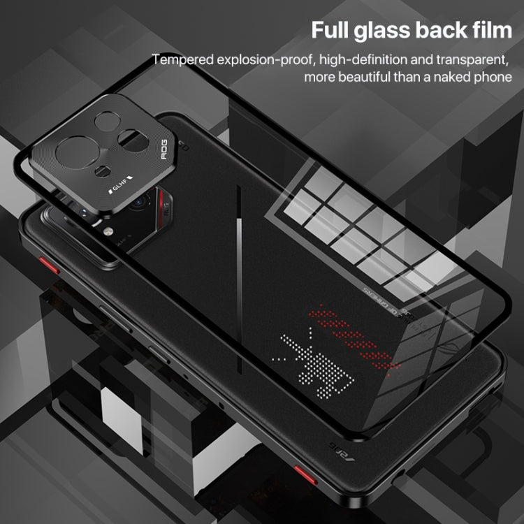 For  ASUS ROG Phone 9 Pro Snap Buckle Metal Frame Glass Back Panel Phone Case(Silver)