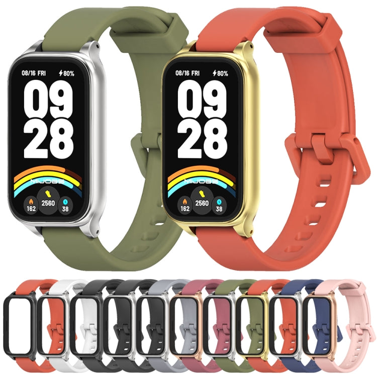 For Xiaomi Smart Band 9 Active / Redmi Band 3 Mijobs Metal Shell Silicone Watch Band(Black)