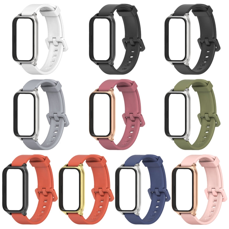 For Xiaomi Smart Band 9 Active / Redmi Band 3 Mijobs Metal Shell Silicone Watch Band(Black)