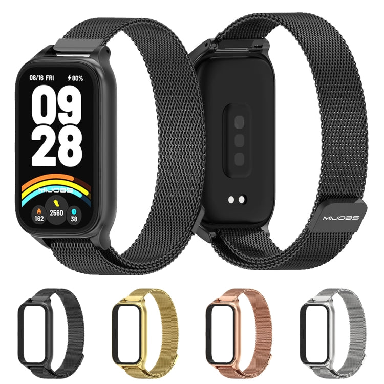 For Xiaomi Smart Band 9 Active / Redmi Band 3 Mijobs Metal Shell Milan Magnetic Watch Band(Silver)