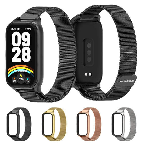 For Xiaomi Smart Band 9 Active / Redmi Band 3 Mijobs Metal Shell Milan Magnetic Watch Band(Silver)
