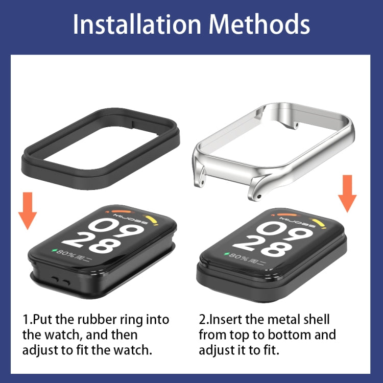 For Xiaomi Smart Band 9 Active / Redmi Band 3 Mijobs Metal Shell Milan Magnetic Watch Band(Silver)