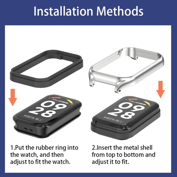 For Xiaomi Smart Band 9 Active / Redmi Band 3 Mijobs Metal Shell Milan Magnetic Watch Band(Silver)