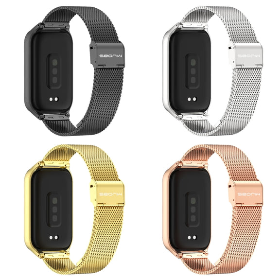 For Xiaomi Smart Band 9 Active / Redmi Band 3 Mijobs Metal Shell Milan Buckle Watch Band(Black)