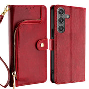 For Samsung Galaxy S25 5G Zipper Bag Leather Phone Case(Red)