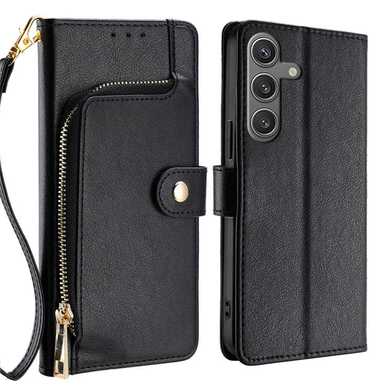 For Samsung Galaxy S25+ 5G Zipper Bag Leather Phone Case(Black)