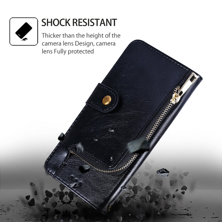 For Samsung Galaxy S25+ 5G Zipper Bag Leather Phone Case(Black)