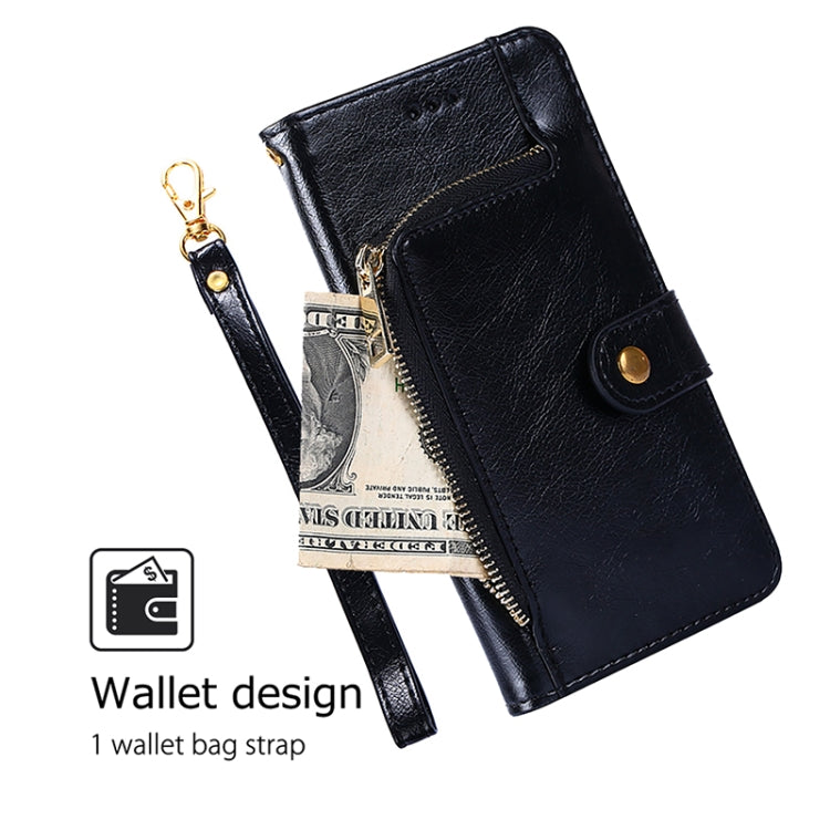 For Samsung Galaxy S25+ 5G Zipper Bag Leather Phone Case(Black)