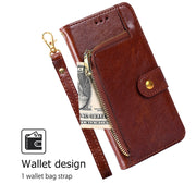 For Samsung Galaxy S25+ 5G Zipper Bag Leather Phone Case(Brown)