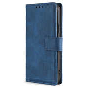 For Samsung Galaxy S25 5G Skin Feel Crocodile Magnetic Clasp Leather Phone Case(Blue)