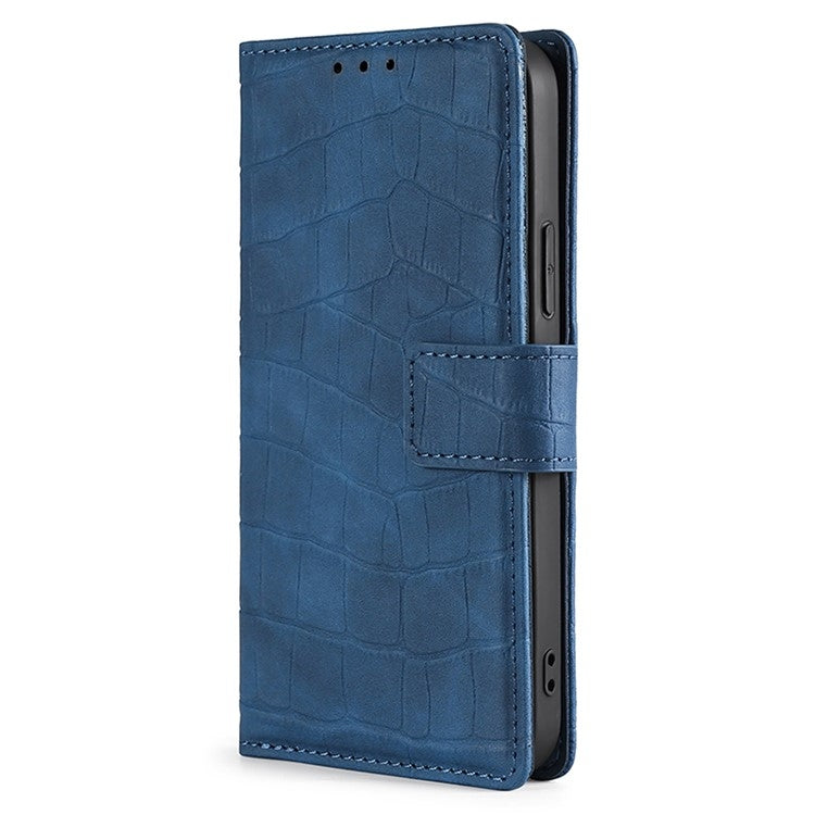 For Samsung Galaxy S25 5G Skin Feel Crocodile Magnetic Clasp Leather Phone Case(Blue)