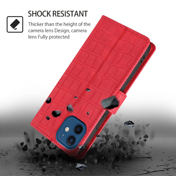 For Samsung Galaxy S25 5G Skin Feel Crocodile Magnetic Clasp Leather Phone Case(Red)
