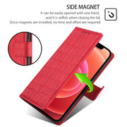 For Samsung Galaxy S25 5G Skin Feel Crocodile Magnetic Clasp Leather Phone Case(Red)