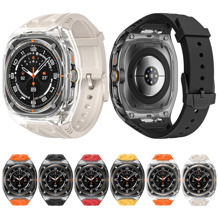 For Samsung Galaxy Watch Ultra 47mm Modified PC Hybrid TPU Watch Case Band(Yellow Clear Black)