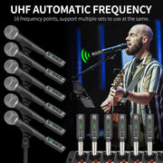 XTUGA SF-1 Wireless XLR Transmitter & Receiver UHF Wireless Adapter for Wired Mic / Guitar(Black)