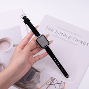 For Apple Watch 46mm / 49mm / 45mm / 44mm Matte Genuine Leather Watch Band(Black)