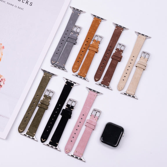 For Apple Watch 46mm / 49mm / 45mm / 44mm Matte Genuine Leather Watch Band(Brown)