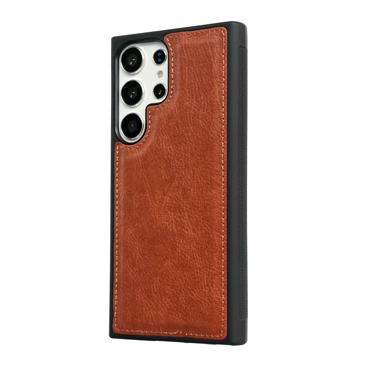 For Samsung Galaxy S25+ 5G Cowhide Texture Back Cover Phone Case(Brown)