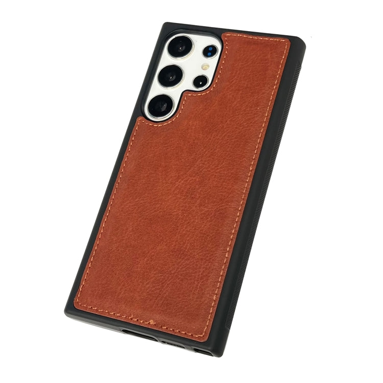 For Samsung Galaxy S25+ 5G Cowhide Texture Back Cover Phone Case(Brown)