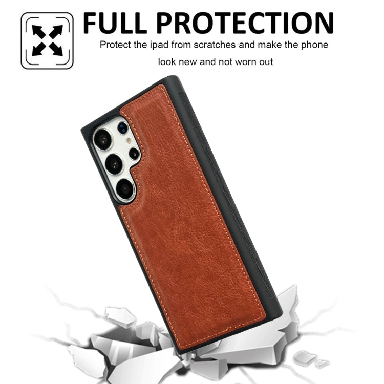 For Samsung Galaxy S25+ 5G Cowhide Texture Back Cover Phone Case(Brown)