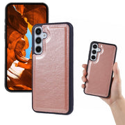 For Samsung Galaxy S25 5G Cowhide Texture Back Cover Phone Case(Rose Gold)