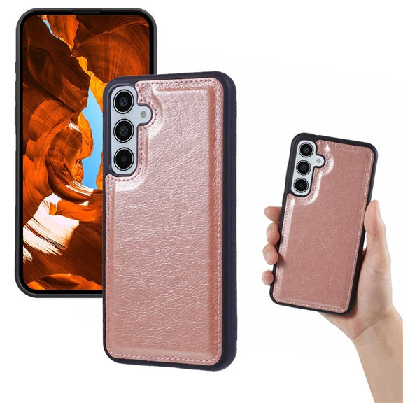 For Samsung Galaxy S25 5G Cowhide Texture Back Cover Phone Case(Rose Gold)