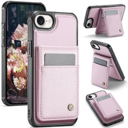 For iPhone 16e JEEHOOD J06 British Style RFID MagSafe Card Bag PU Phone Case(Pink)