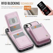 For iPhone 16e JEEHOOD J06 British Style RFID MagSafe Card Bag PU Phone Case(Pink)