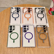For Samsung Galaxy S25 5G Transparent MagSafe Phone Case with Lens Film(Purple)