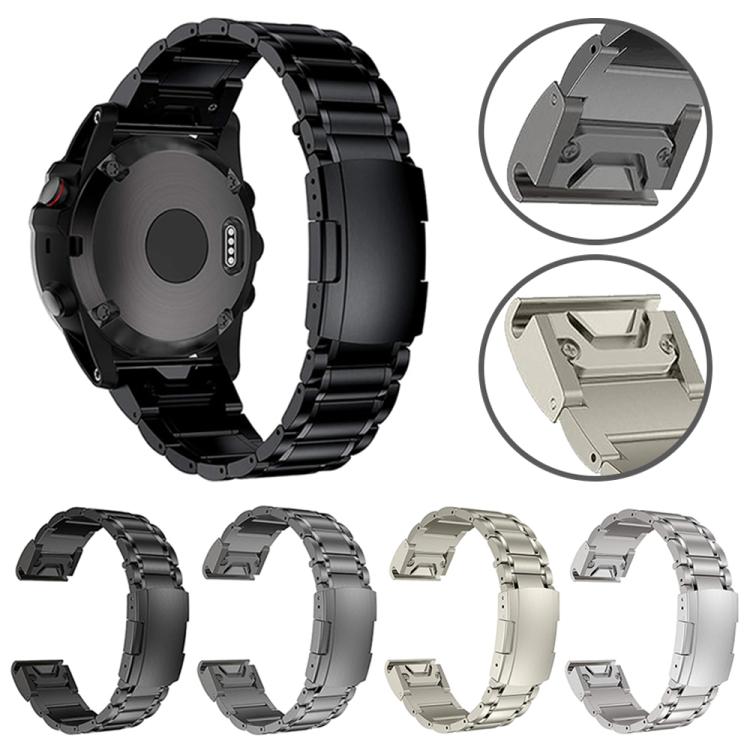 For Garmin 26mm Five-beads Titanium Alloy Push Buckle Metal Quick Release Watch Band(Silver)