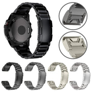 For Garmin 26mm Five-beads Titanium Alloy Push Buckle Metal Quick Release Watch Band(Silver)