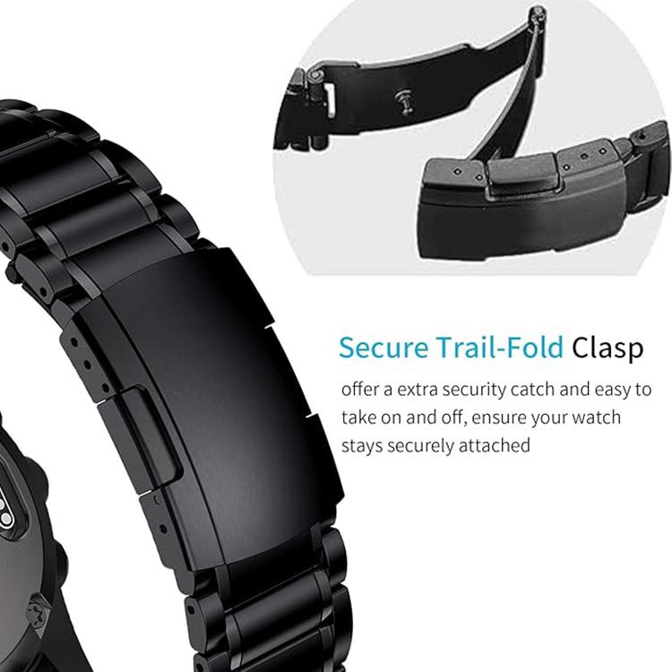 For Garmin 26mm Five-beads Titanium Alloy Push Buckle Metal Quick Release Watch Band(Silver)