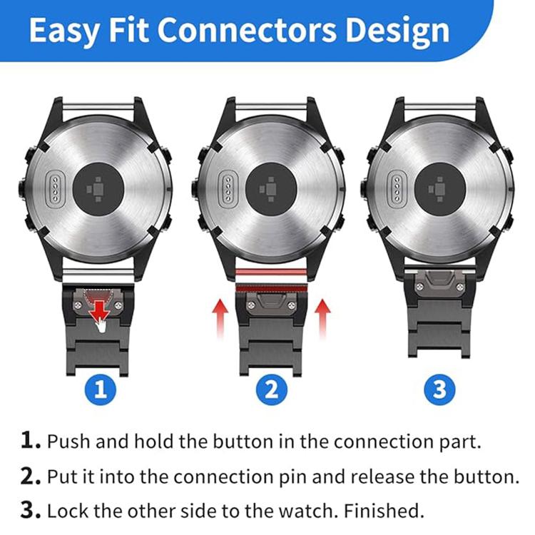 For Garmin 22mm Three-beads Titanium Alloy Push Buckle Metal Quick Release Watch Band(Silver)