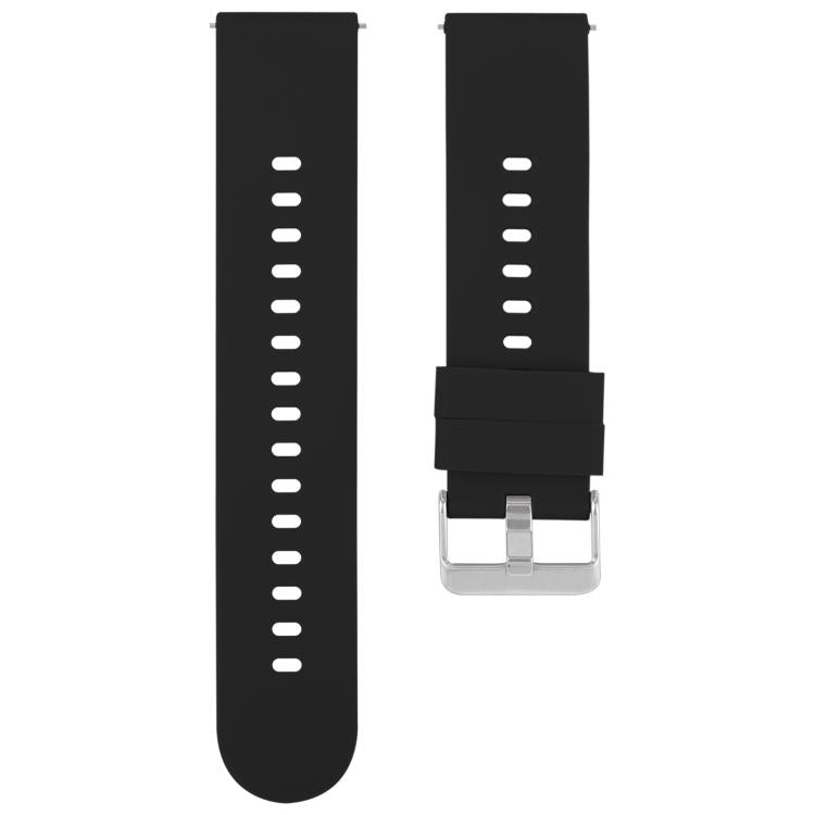 18mm Solid Color Steel Buckle Silicone Watch Band(Black)