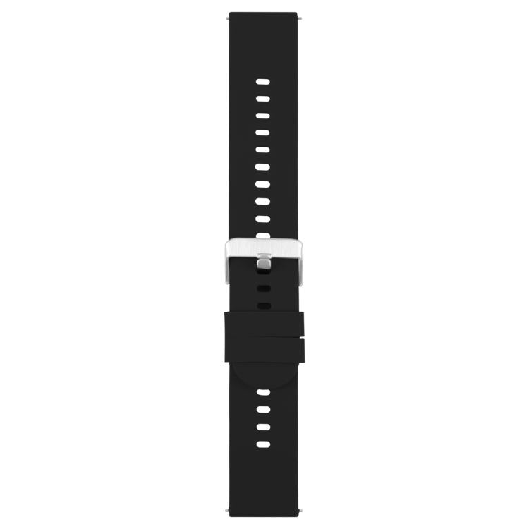 18mm Solid Color Steel Buckle Silicone Watch Band(Black)