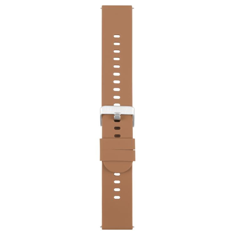 22mm Solid Color Steel Buckle Silicone Watch Band(Brown)