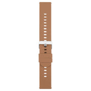 22mm Solid Color Steel Buckle Silicone Watch Band(Brown)