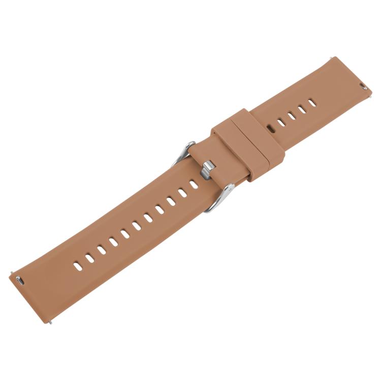22mm Solid Color Steel Buckle Silicone Watch Band(Brown)