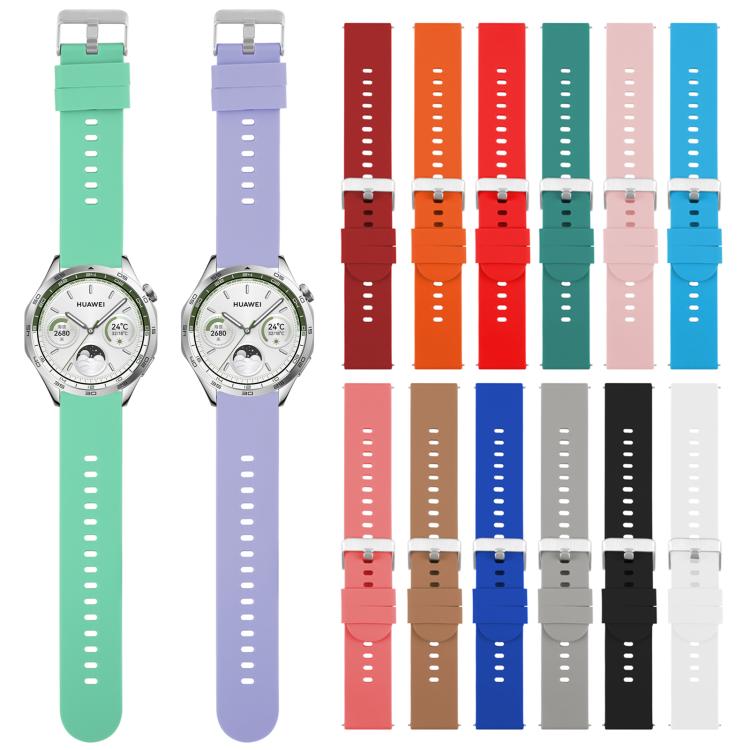 20mm Solid Color Steel Buckle Silicone Watch Band(Grey)