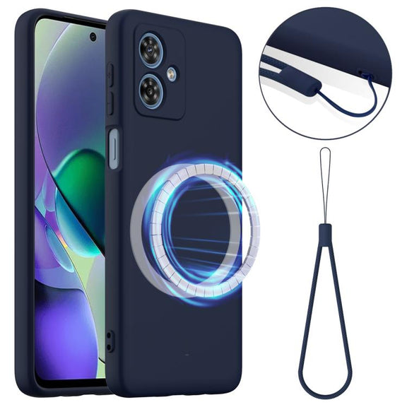 For Motorola Moto G54 / G54 Power Shockproof Silicone Magsafe Phone Case(Navy Blue)