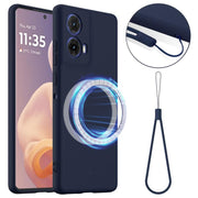 For Motorola Moto G24 4G Shockproof Silicone Magsafe Phone Case(Navy Blue)