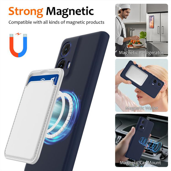 For Motorola Moto G24 4G Shockproof Silicone Magsafe Phone Case(Navy Blue)